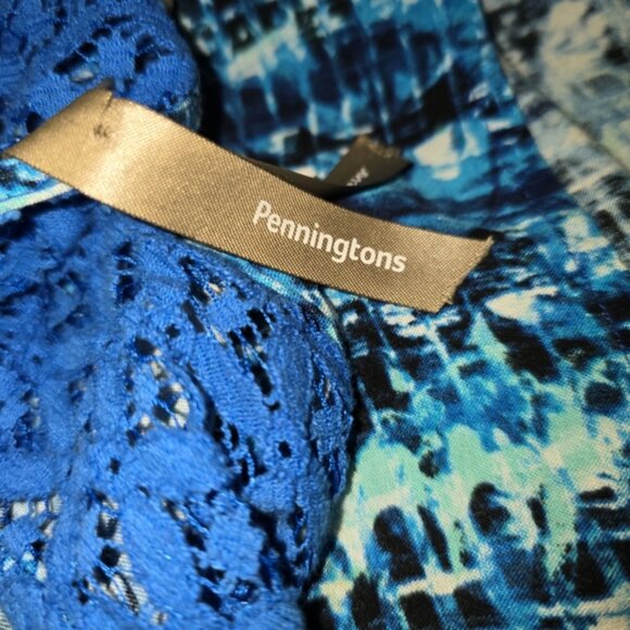 Womens 3X Penningtons V Neck Tie Die Blue and White Tank Smoke Free Pet Free - Picture 4 of 7